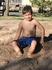 JB playing in the sand in Vine Valley